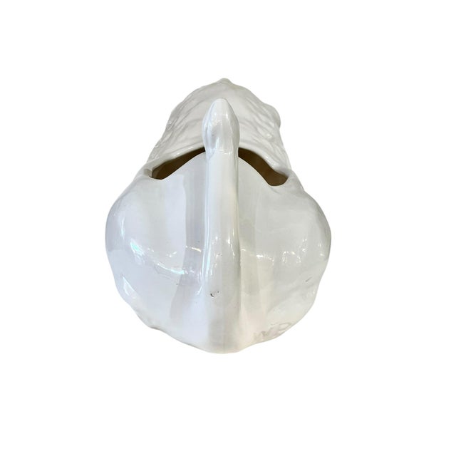 Vintage Hollywood Regency White Ceramic Lion Planter For Sale - Image 6 of 15