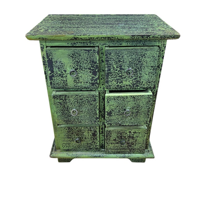 Vintage Handmade Tabletop Six Drawer Cabinet For Sale - Image 4 of 5