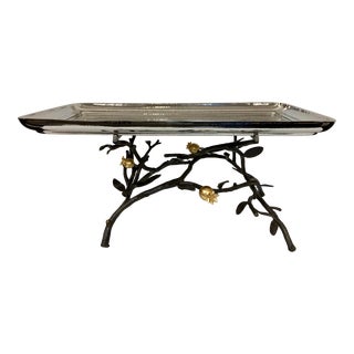 Michael Aram Twig and Pomegranate Large Pedestal Tray Centerpiece For Sale