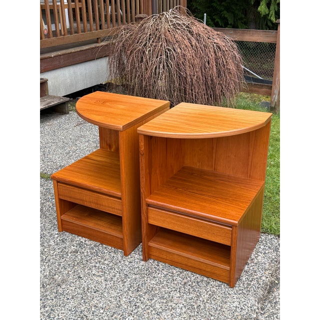 Mid-Century Modern 1980s Pair of Mid Century Modern Danish Teak Night Stand For Sale - Image 3 of 9