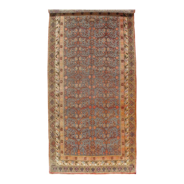 Vintage Khotan Rug, Handmade Oriental Rug, Soft shrimp, Beige, Brown, Blue-Gray For Sale