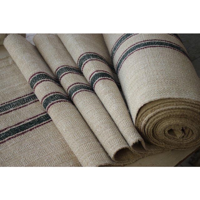 Stair Runner Heavy Hemp Grain Sack Fabric By The Yard Red And Green