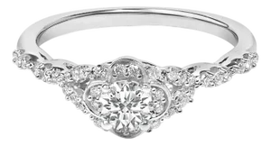 14K White Gold 1/2 Cttw Lab Grown Diamond Vintage Style Engagement Ring (F-G Color, VS1-VS2 Clarity) - Size 9