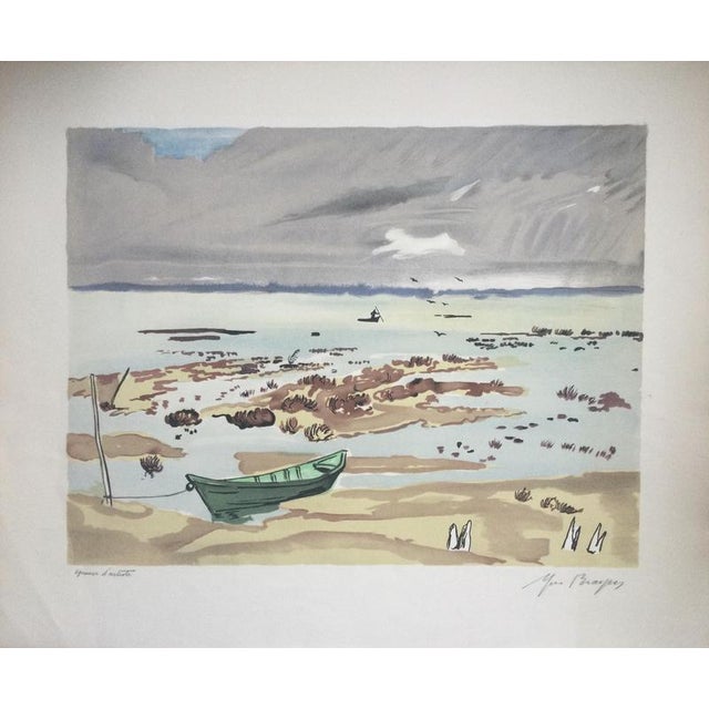 Yves Brayer, Boat in the Camargue, Original Signed Lithograph For Sale - Image 6 of 6