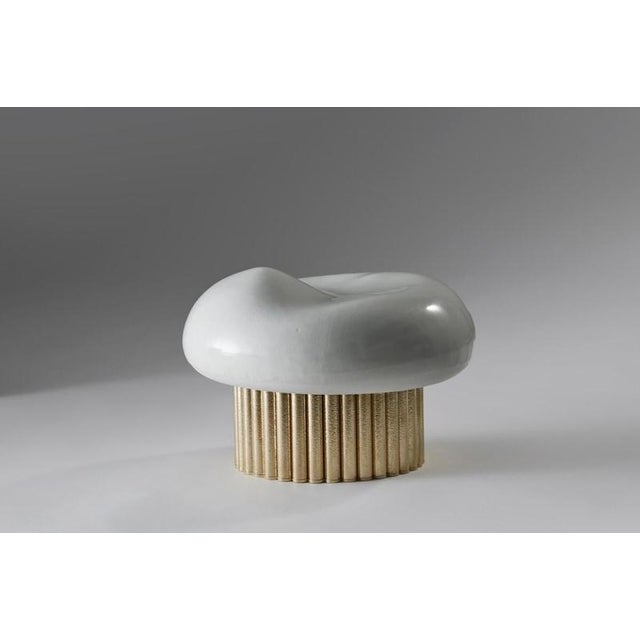 White Round 01 Stool by Jennifer Midoz For Sale - Image 8 of 8
