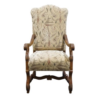 Century Furniture Rustic Old World Transitional Upholstered Dining / Accent Lounge Arm Chair For Sale