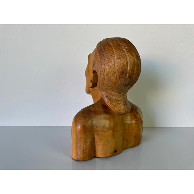 Vintage Art Hand Carved Wood Man Bust - Head Sculpture/ Sold For Sale In Miami - Image 6 of 12