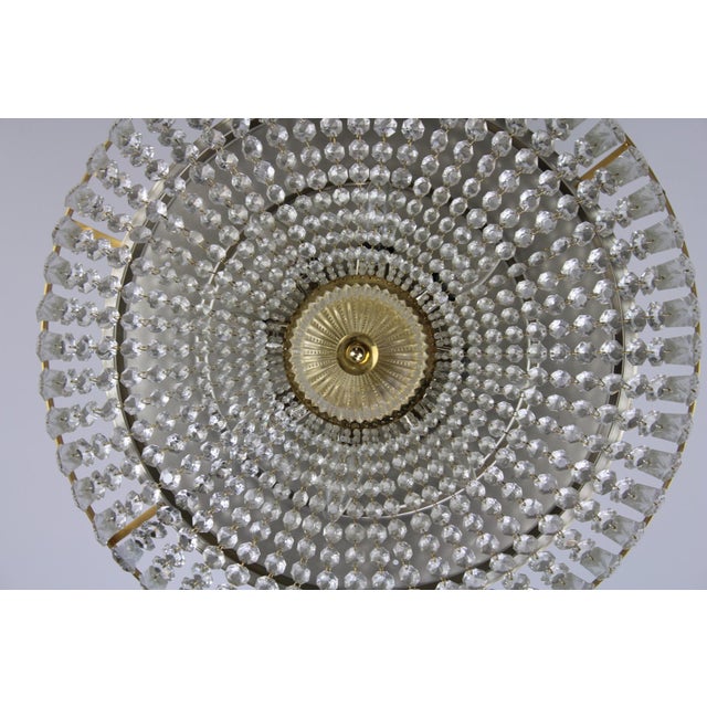 Large Crystal & Brass Chandelier from Dotzauer, 1950s For Sale - Image 4 of 7