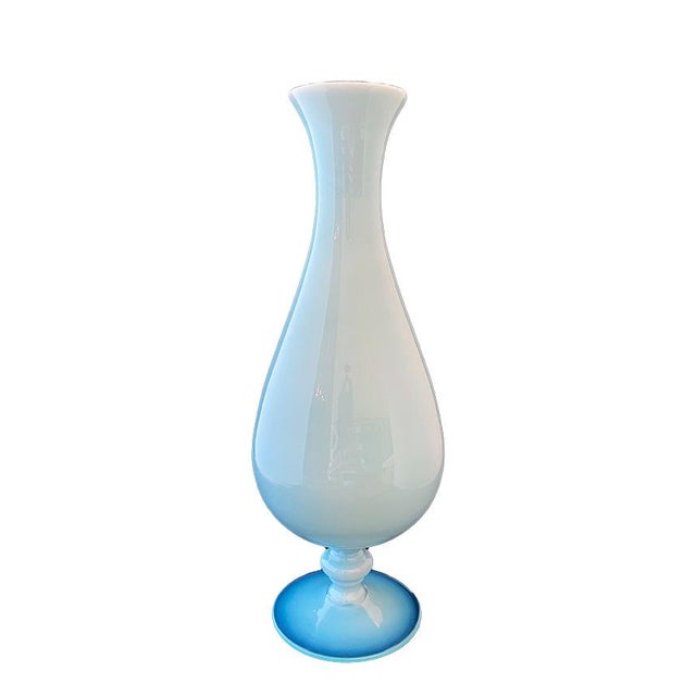 Late 19th Century 19th Century Portieux Vallerysthal Aqua Blue Opaline Vase For Sale - Image 5 of 9