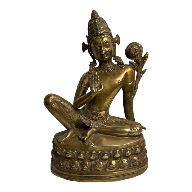 Sculpture a Brass Buddha, India For Sale