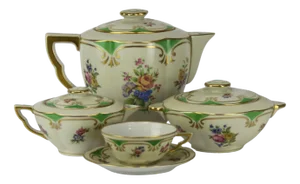 Limoges Porcelain Coffee Set by Charles Ahrenfeldt, Set of 27