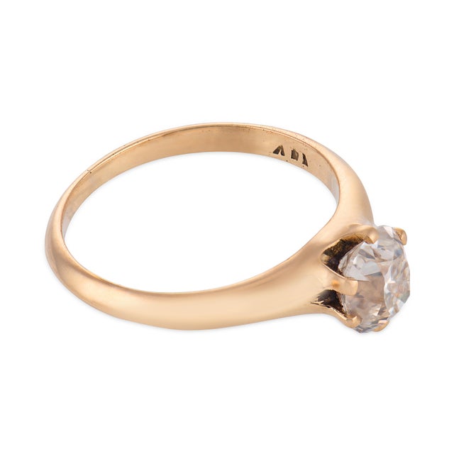 Early 20th Century Victorian Gia 1.07 Carat Diamond 14k Yellow Gold Solitaire Engagement Ring, Size 5.25 For Sale - Image 4 of 6