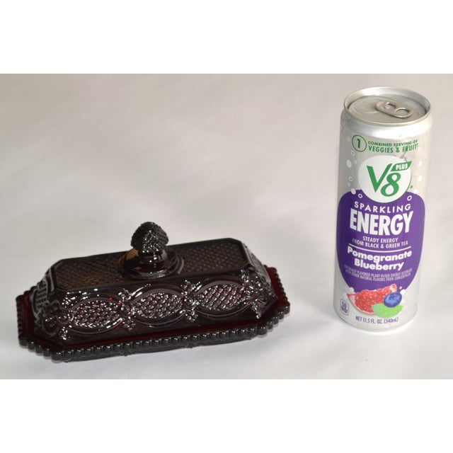 Glass Vintage Avon the 1876 Cape Cod Collection Vintage Covered Red Glass Butter Dish For Sale - Image 7 of 18