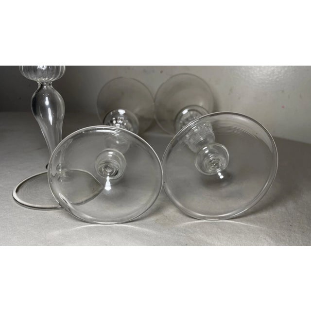 Glass Vintage Hand Blown Italian Venetian Stemware Glass Wine Champagne Glasses - Set of 4 For Sale - Image 7 of 10