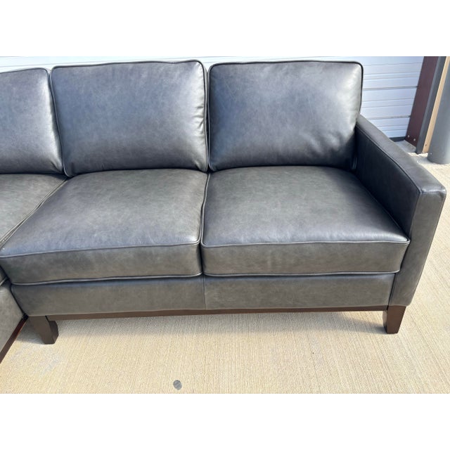 Harlow Leather Dark Grey Modern Sectional, Paul Michael Company For Sale In Dallas - Image 6 of 11