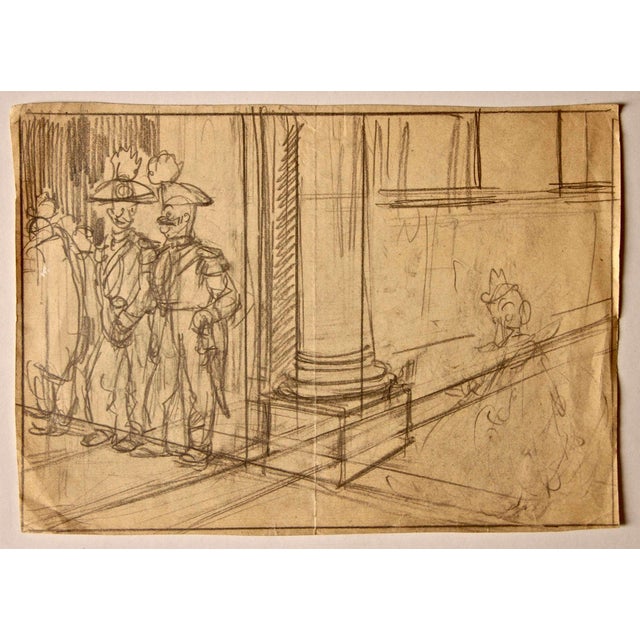 Pencil drawing. Not signed. Very good condition. This piece is attributed to the mentioned designer/maker. It has no...