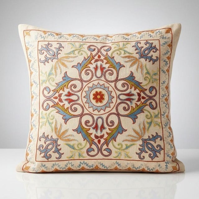 New Hand-Embroidered 100% Silk Cushion Cover – Authentic Uzbek Textile Art Elevate your home décor with this exquisite...