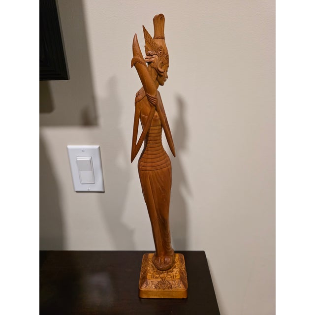 1950s 1950s Signed K. Dana (Mas, Bali) Elongated Art Deco Two-Piece Hardwood Sculpture For Sale - Image 5 of 12