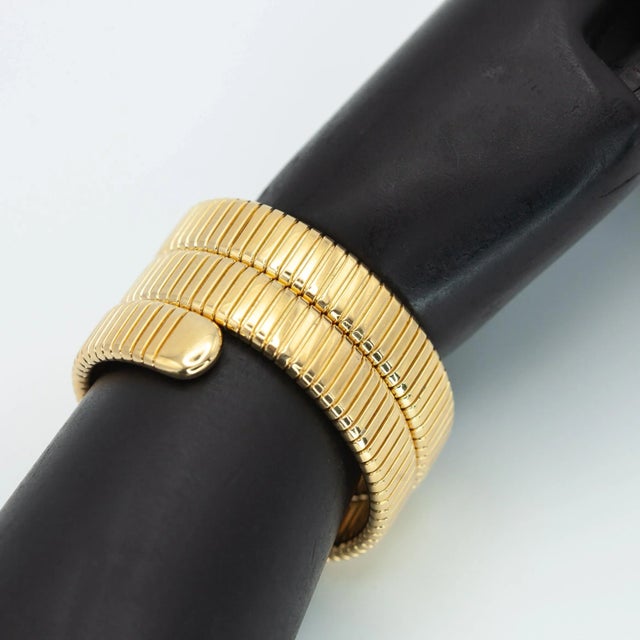 1990s French Serpent 18k Yellow Gold Pavé Diamond Wrap Bracelet For Sale In New York - Image 6 of 17