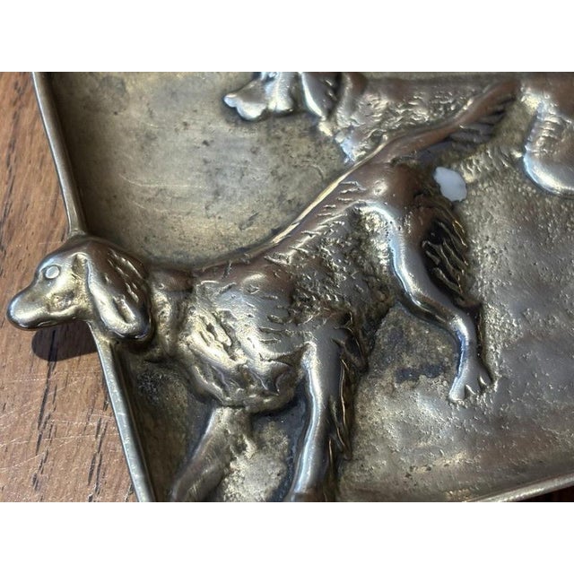 Art Noveau Cast Brass Ashtray with Hunting Dogs from Leon Chandon For Sale - Image 4 of 7