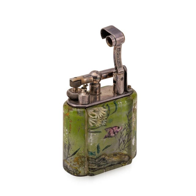1950s Vintage Tropical Baby Aquarium Table Lighter from Dunhill, 1950s For Sale - Image 5 of 11