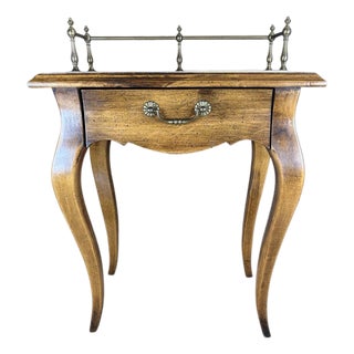 Vintage Diminutive Side Table With Brass Gallery For Sale