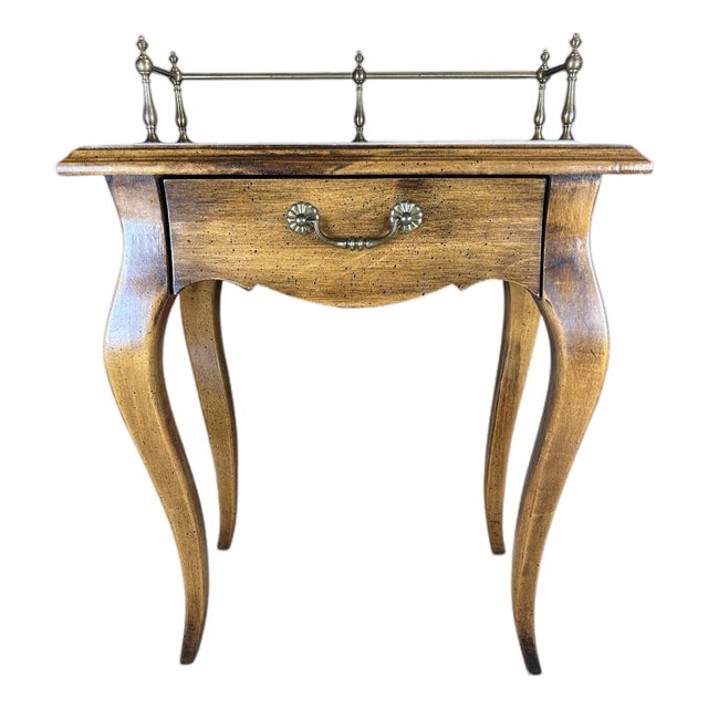 Vintage Diminutive Side Table With Brass Gallery For Sale