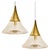 Cone Shape Brass & Clear Glass Pendant Light from Limburg For Sale