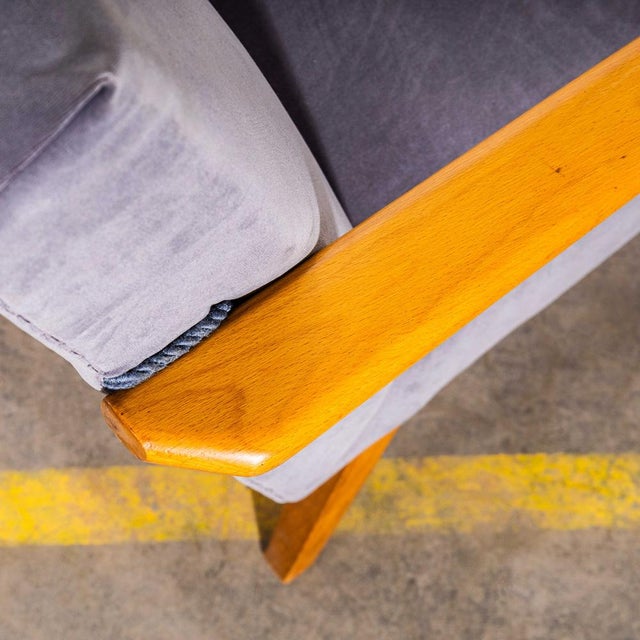 Gray Mid-Century Grey Upholstered Armchair, 1950s For Sale - Image 8 of 11