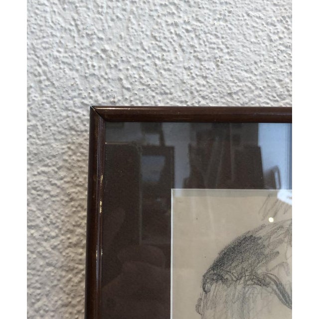 Paper Albert Chavaz, Jeune fille, Pencil on Paper, Framed For Sale - Image 7 of 9