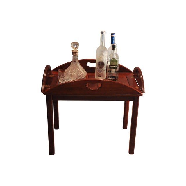 Victorian Military Campaign Mahogany and Brass Butlers Tray Table, Set of 2 For Sale - Image 4 of 14