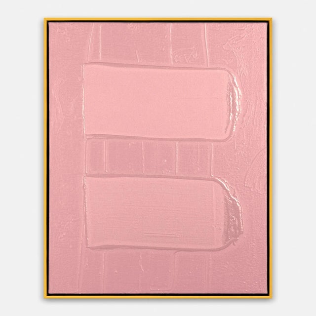 Pink Free Form III by The Holly Collective, Textured Art Print in Gold Frame, Large For Sale - Image 4 of 4