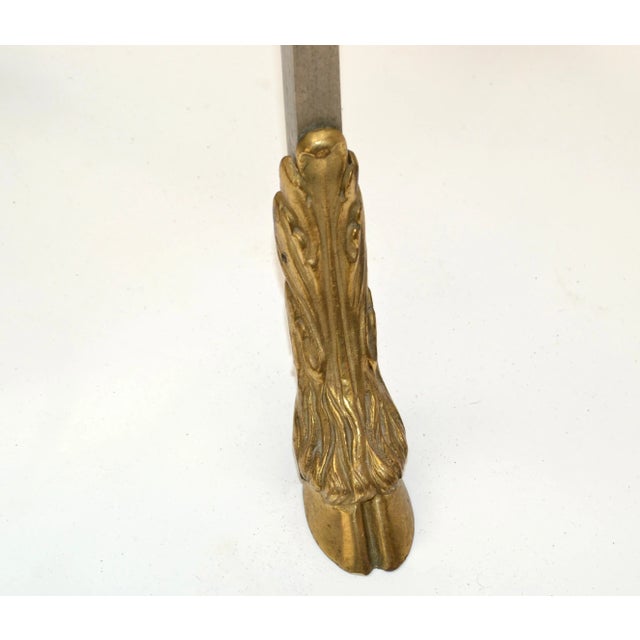 Maison Jansen French Neoclassical Steel & Bronze Hoof Feet Pedestal Drink Table For Sale - Image 9 of 13