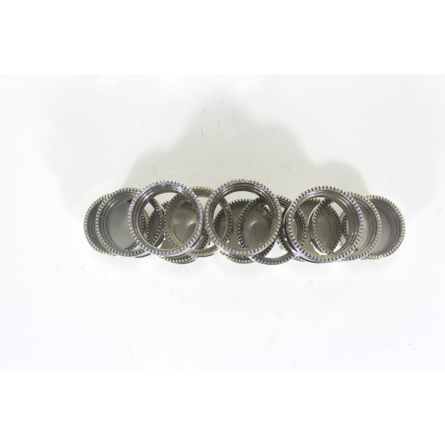 1960s 1960s Silver Plated Beaded Edge Napkin Holder Rings Polished - Set of 12 For Sale - Image 5 of 10