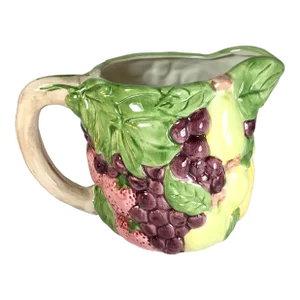 Vintage Ceramic Majolica Fruit Pitcher