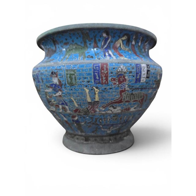 1920s Egyptian Revival Cloisonné Jardinière with Polychrome Decoration, 1900 For Sale - Image 5 of 12
