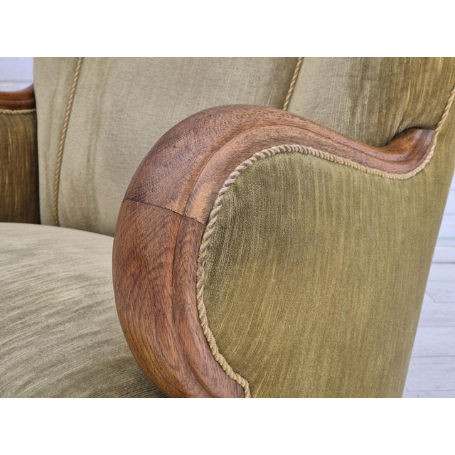 Danish Armchair in Furniture Velour and Oak, 1960s For Sale - Image 14 of 18