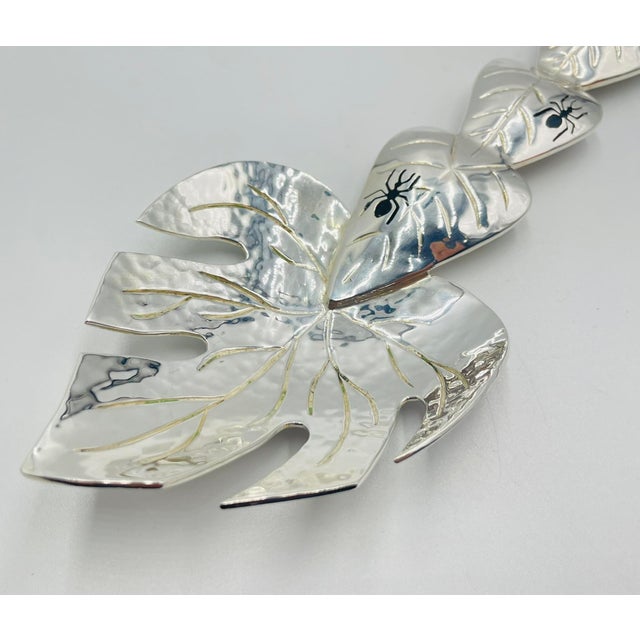 1980s Emilia Castillo “Ants on Leaves” Silver-Plated Serving Utensils, Taxco Mexico - a Pair For Sale - Image 13 of 18