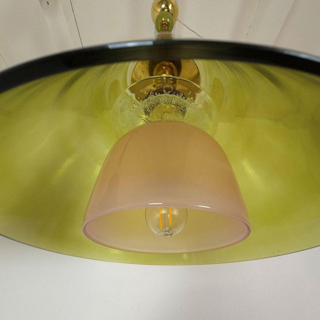 Pair of Olive Green Murano Pendant Lights, Italy For Sale - Image 13 of 13