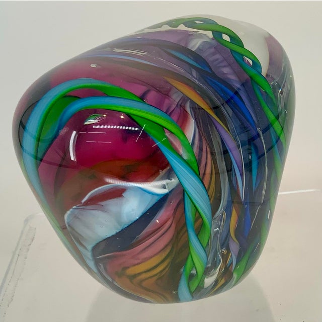 Modern Large Hand Blown Glass Paperweight by Tom Bloyd For Sale - Image 3 of 12