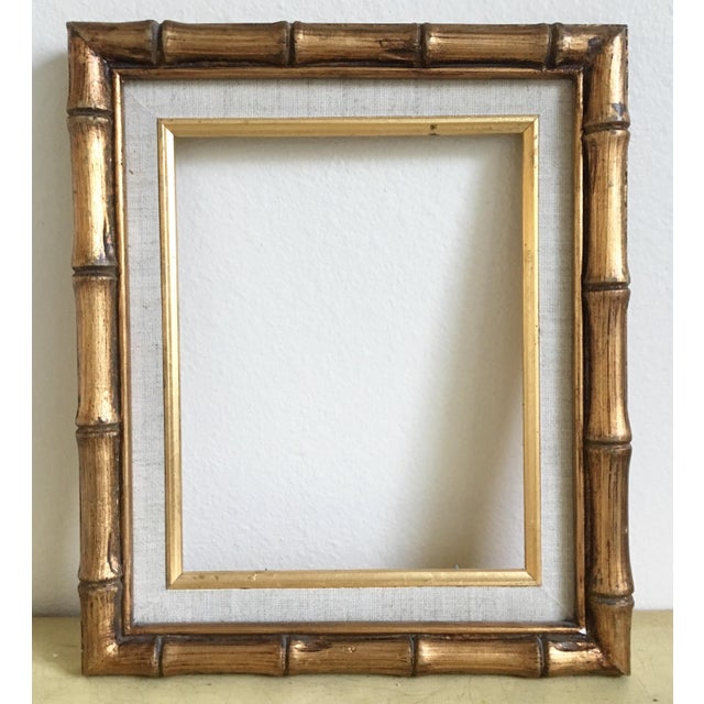 Gold Bamboo & Linen Matted Frame, 8x10, Vintage Chairish