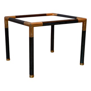 Italian Modern Side Table in Black and Gold Metal with Smoked Glass, 1970s For Sale