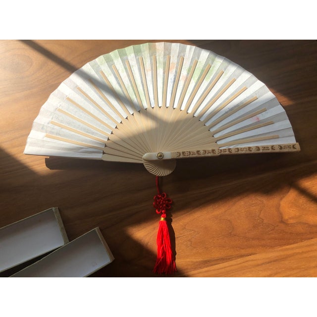 1990s 1990s Chinoiserie Hand Painted Fan For Sale - Image 5 of 10