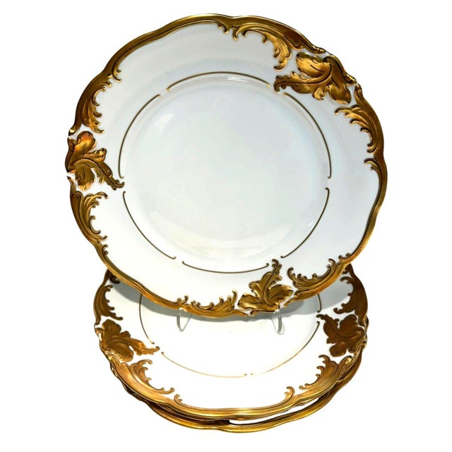 Vintage Walbrzych WLB3 Gold Rococo Porcelain Luncheon Plates – Set of 4 – Made in Poland Beautiful vintage set of four...