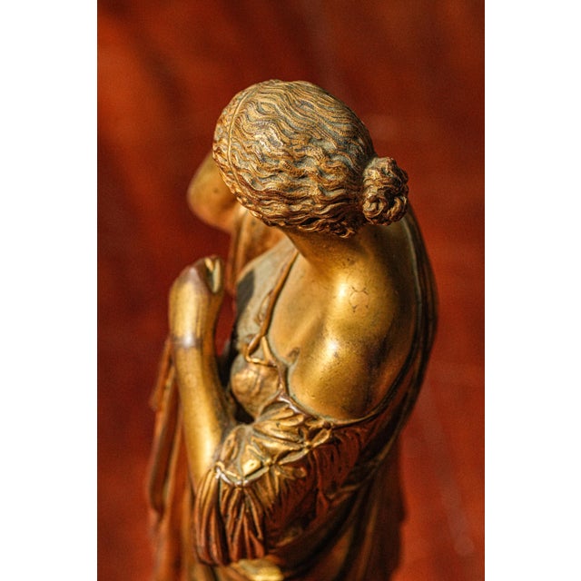 Bronze Quality French Antique Victorian Neoclassical Gilt Bronze Statue Sculpture of Woman For Sale - Image 8 of 12