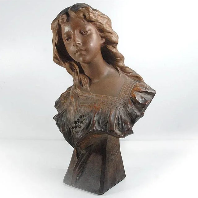 Art Nouveau Bust by Ricardo Aurilli, 1900 For Sale - Image 3 of 11