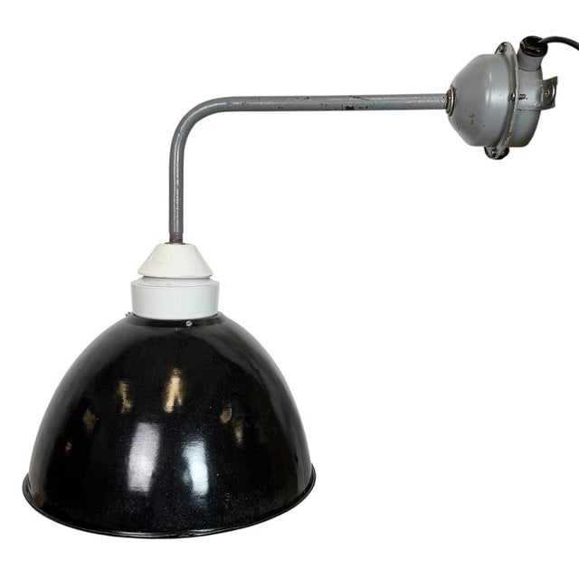 Industrial Factory Wall Lamp with Black Enamel Shade, 1960s For Sale - Image 16 of 16