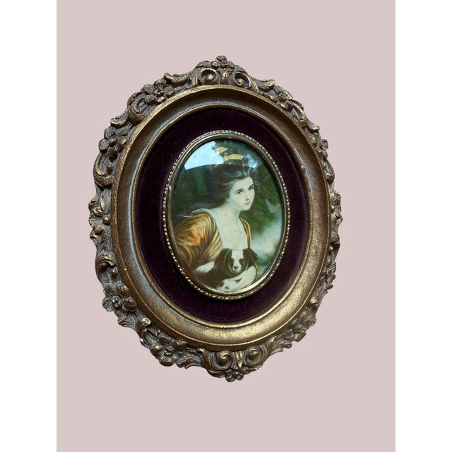 Rococo Vintage Cameo Creation Ornate Gilt Framed Miniature Portraits – Pair For Sale - Image 3 of 6
