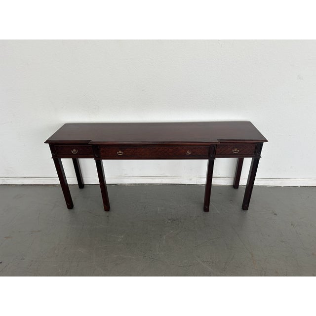 Brown 1980s Vintage Century Furniture Mahogany Console Table For Sale - Image 8 of 9