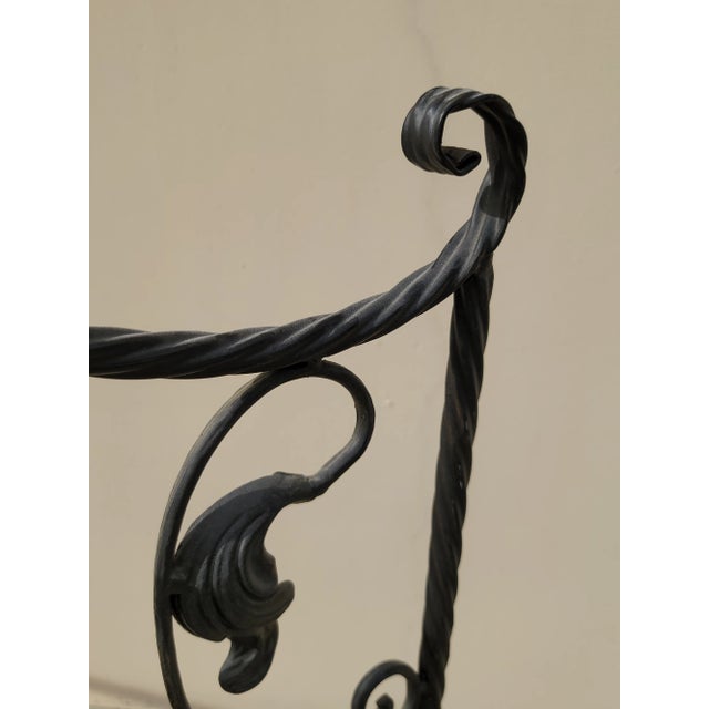Black Vintage Three Panel Black Fireplace Screen Black Iron and Scrolled For Sale - Image 8 of 12